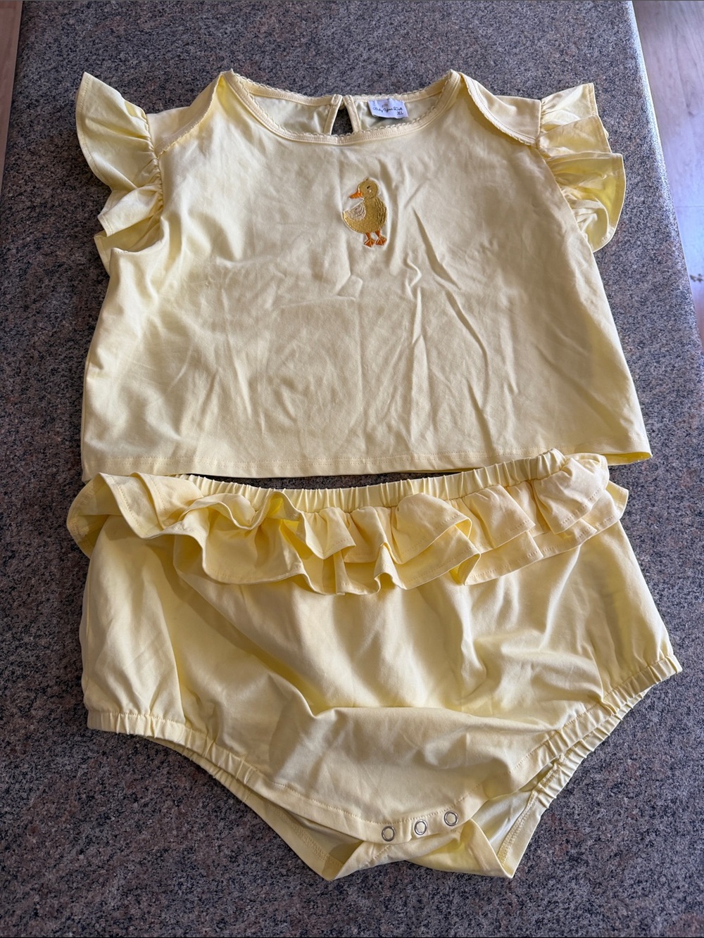 Baby Your Doll ADULT Yellow Ruffle Two-Piece Baby Set w/ Duck Embroidery size XL